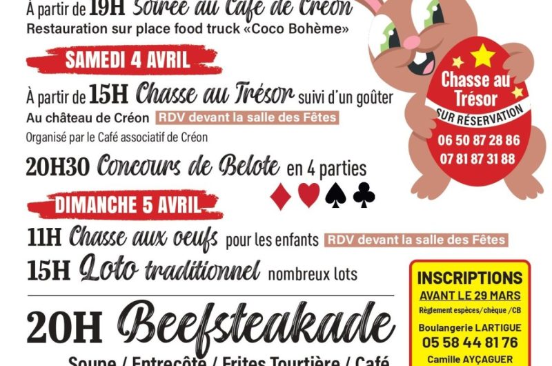 Créon d’Armagnac – Fêtes de Pâques – 3 au 6 Avril