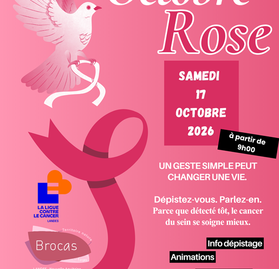 Affiche Octobre Rose Moderne Illustré Blanc Rose Noir – 1