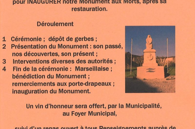 Labastide d’Armagnac – Inauguration Monument aux morts – 25 Avril