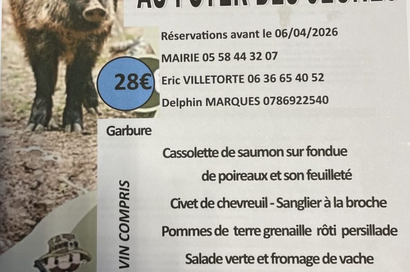 Parleboscq – Repas de la chasse – 11 Avril